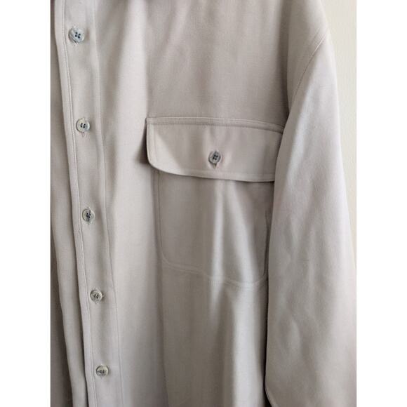 Territory Ahead Mens 100% Silk Button Up Shirt Beige L Minimalist Relaxed Staple - Picture 3 of 9